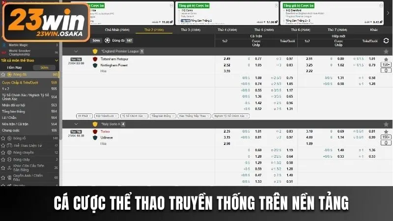 Cá cược thể thao truyền thống trên nền tảng