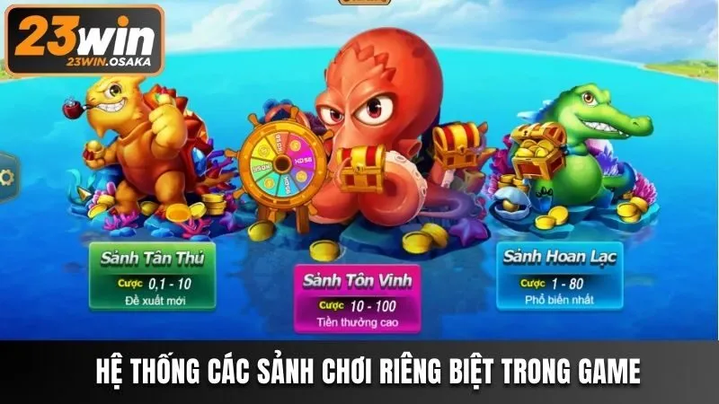 Hệ thống các sảnh chơi riêng biệt trong game