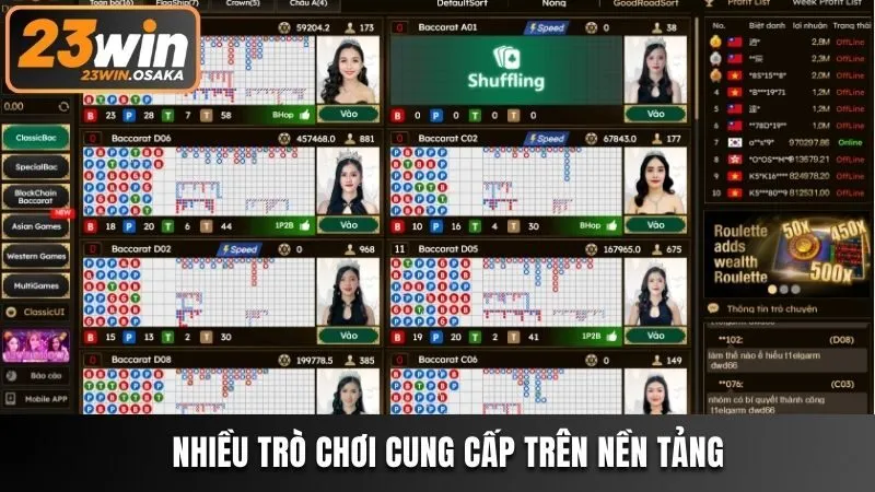Nhiều trò chơi cung cấp trên nền tảng